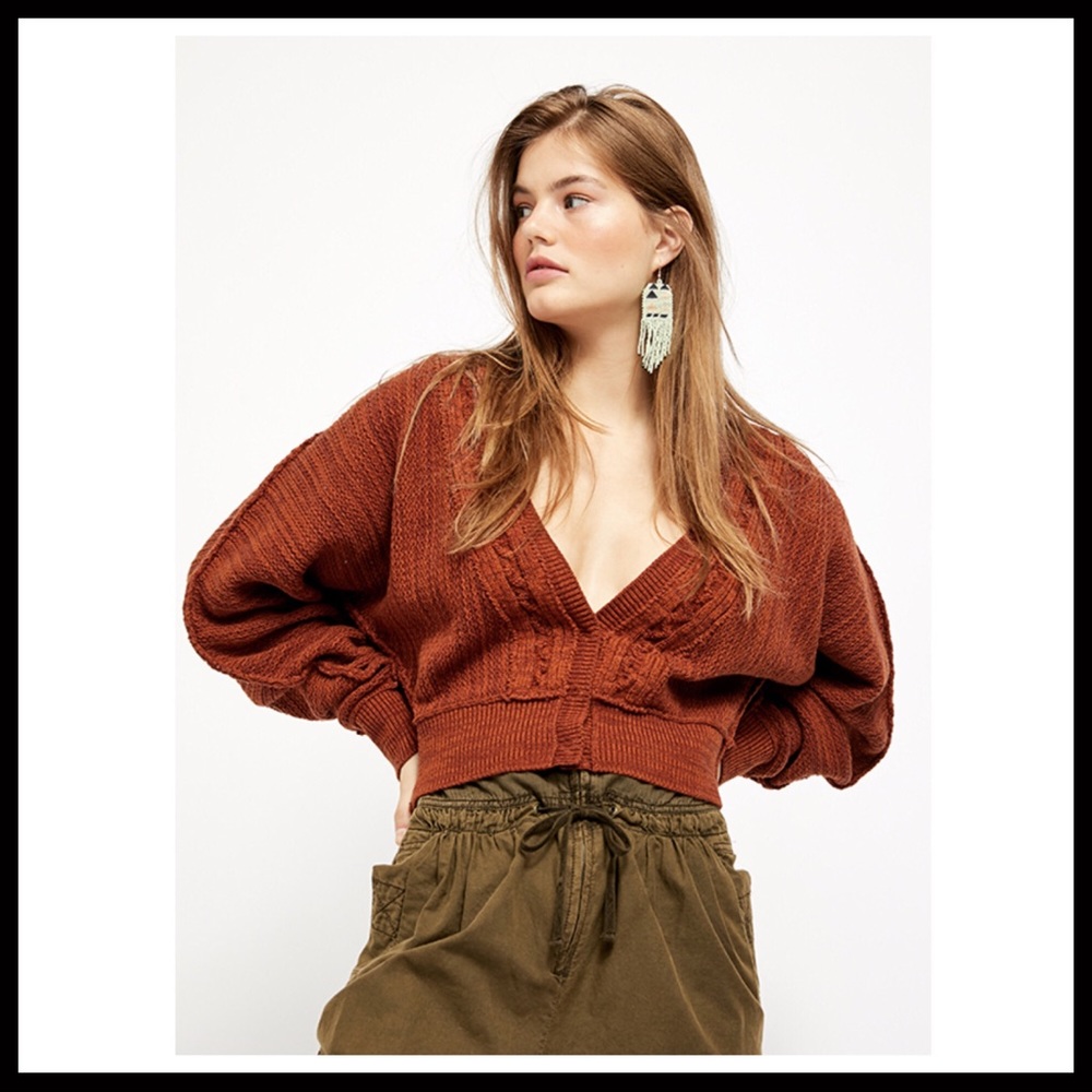 FREE PEOPLE BOHO CARDI CROPPED CARDIGAN A2C - Picture 2 of 16